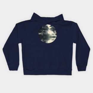 Misty pine forest Kids Hoodie